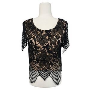 Express Black Asymmetrical Cropped Blouse